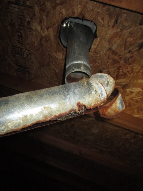 Gas Vent Disconnected in Attic (2)
